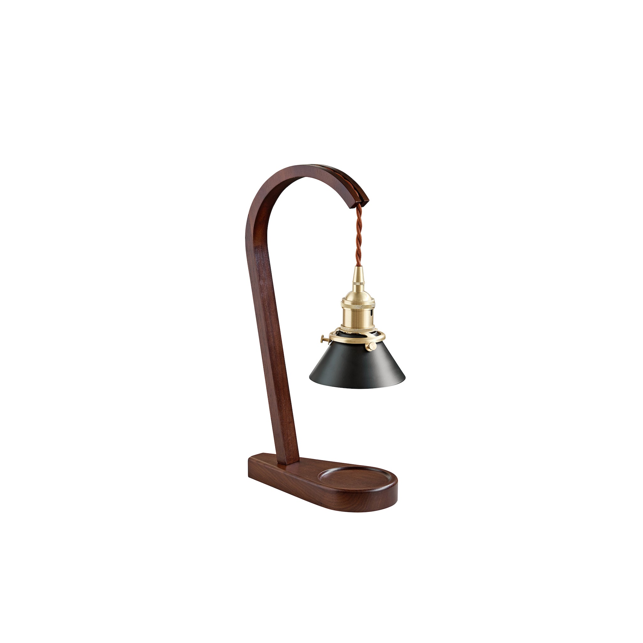 Candle warmer lamp with a solid walnut wooden base