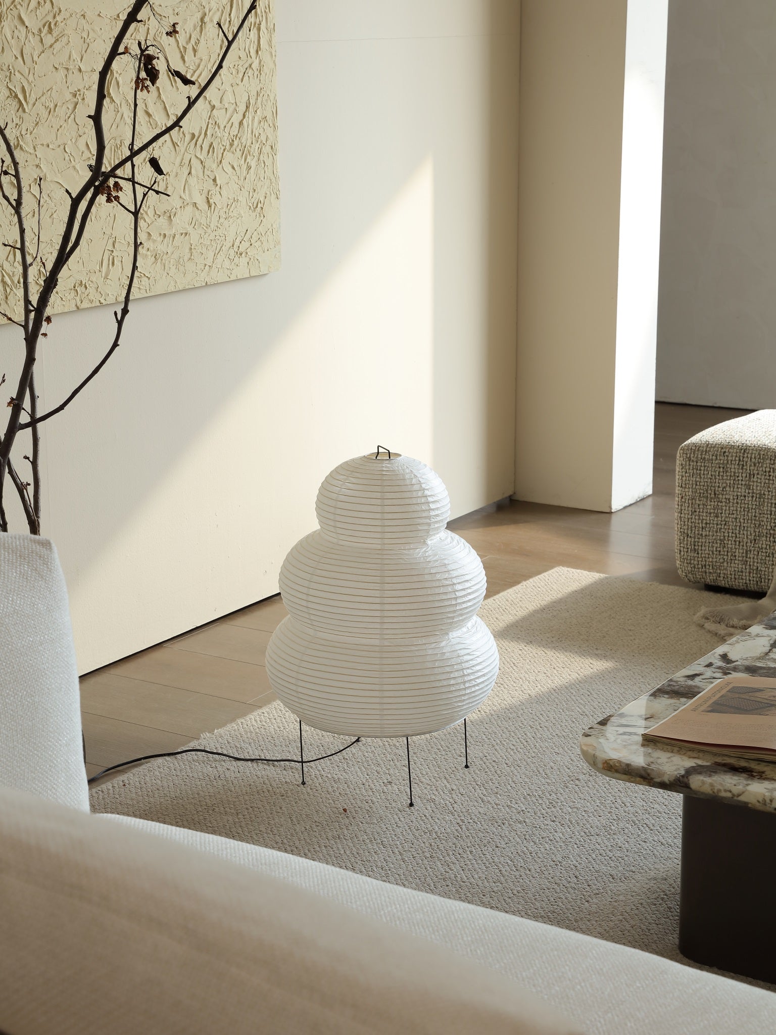 Kumo Washi Paper Floor Lamp - Glow Off