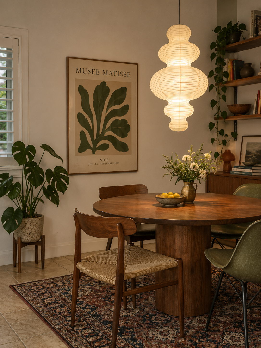Zephyr ceiling paper lamp over dinning table