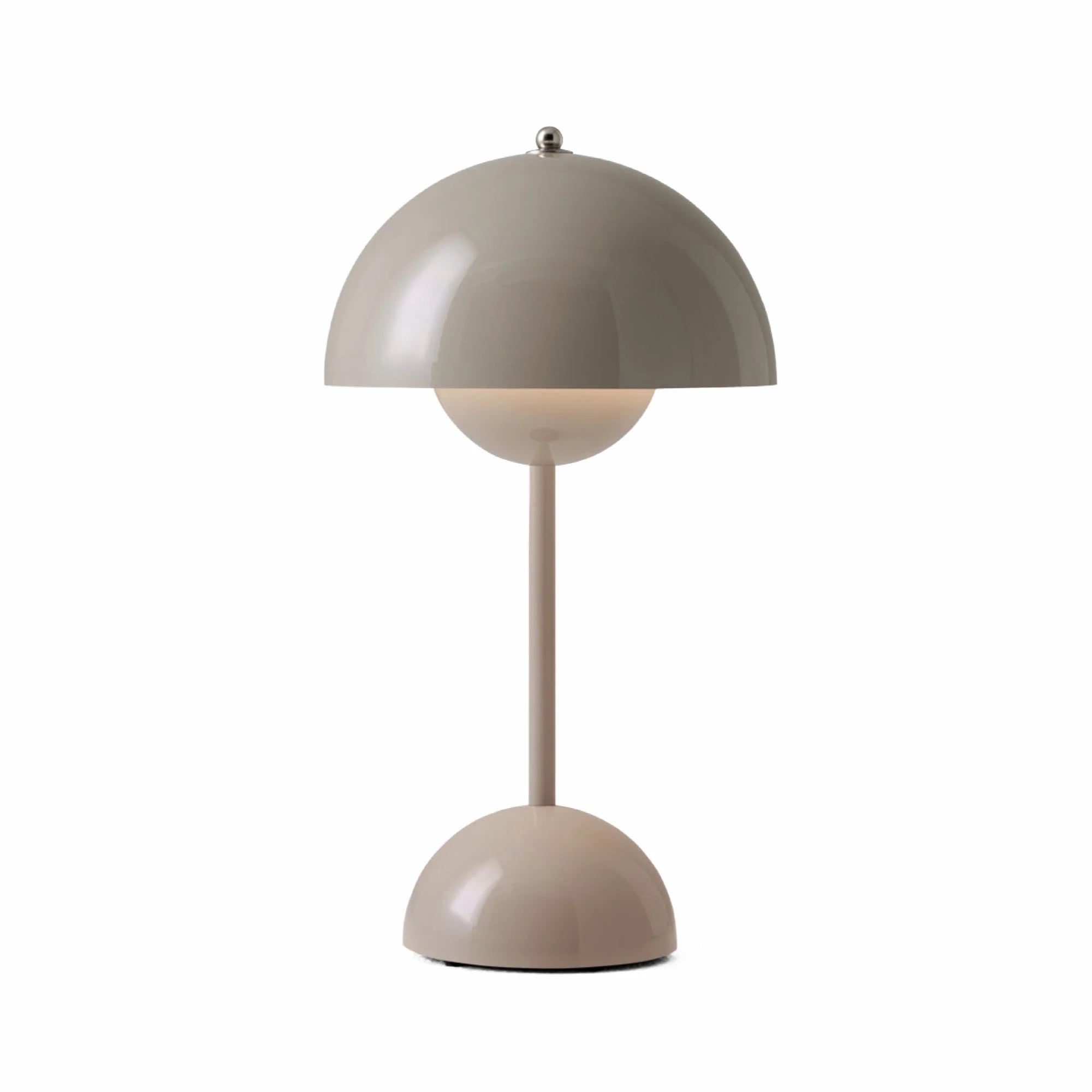 Flowerpot portable table lamp in grey beige on a plain background