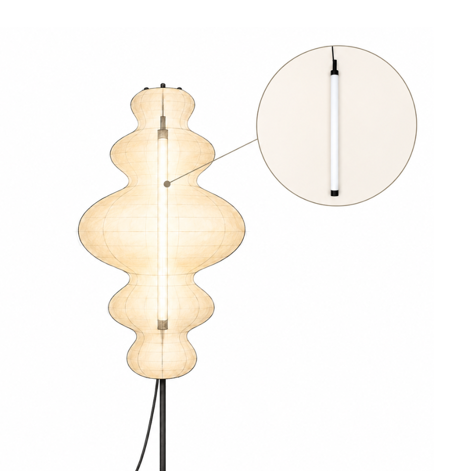 zephyr floor lamp even illumination - with a tube bulb